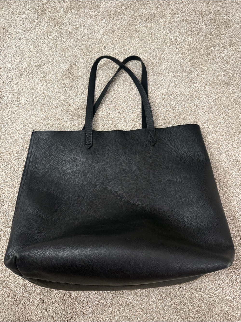 USED Madewell Leather Black Tote Bag with Double Shoulder Straps